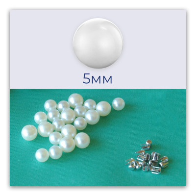 Шивашки пластмасови перли с нит, 5мм